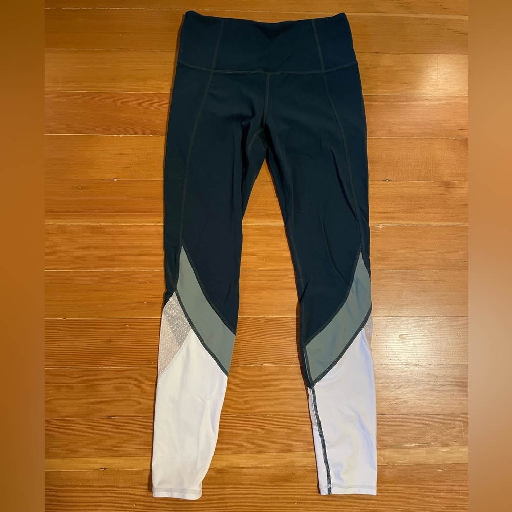 Athleta Leggings Teal Green White Lace Small Tall ST